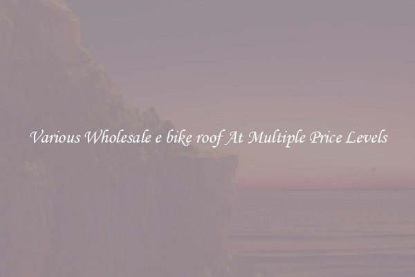 Various Wholesale e bike roof At Multiple Price Levels